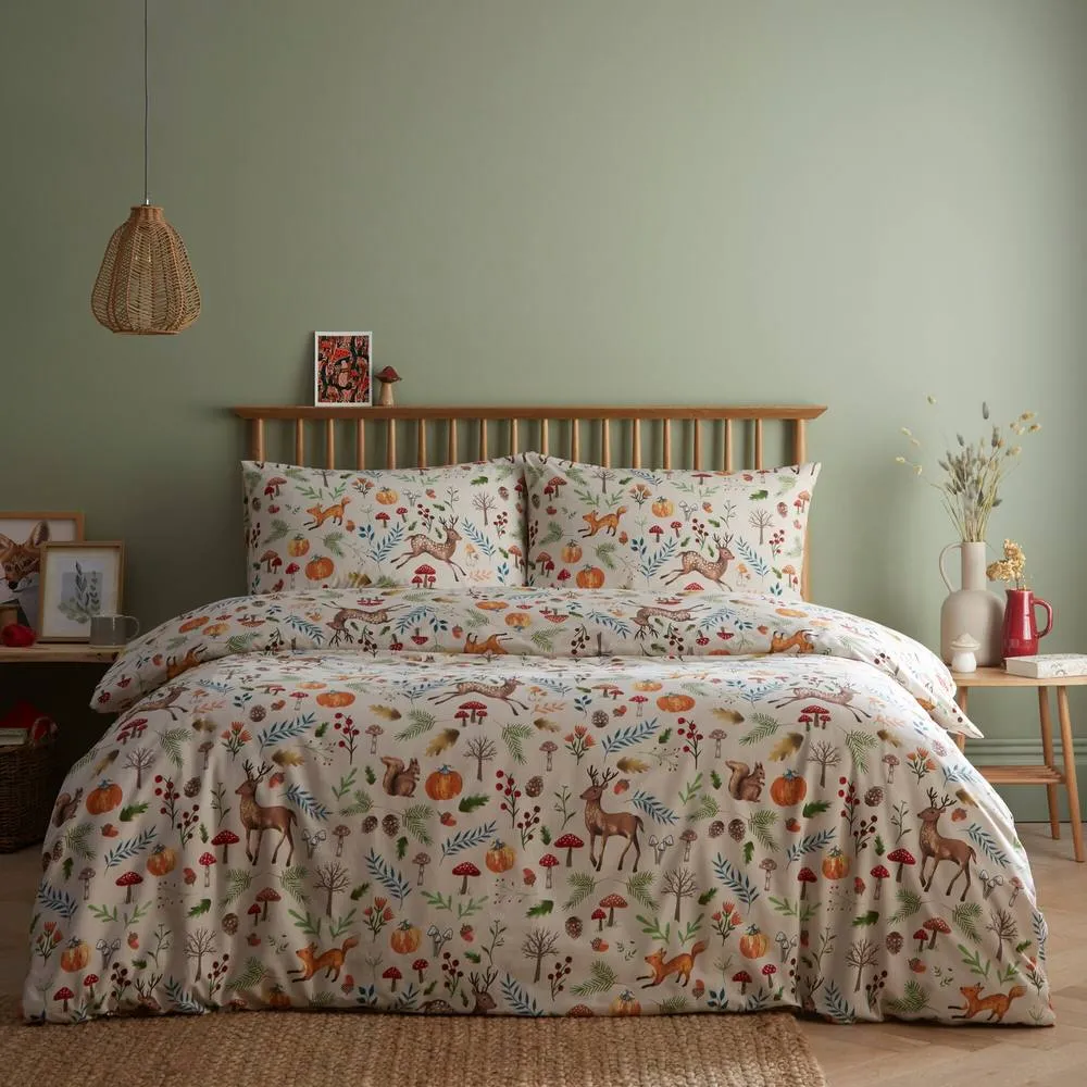 Portfolio Home Arden Animal Print Deer Duvet Cover Quilt Set with Pillowcase in Natural