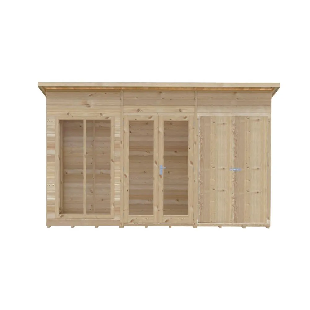 Shires Lela 12x4 Summerhouse including Storage - L125.8 x W357 x H229.9 cm in Light Brown