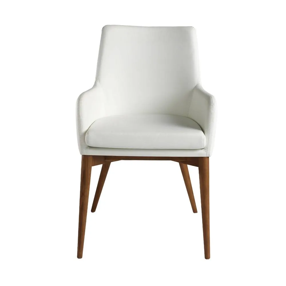 Angel Cerda White Leatherette Dining Chair with Walnut-Coloured 2