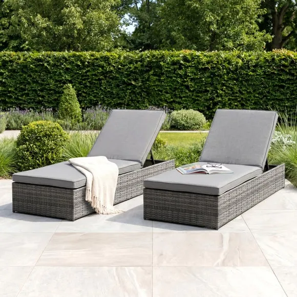 Rattan Grey Sun Lounger with Cushion 2