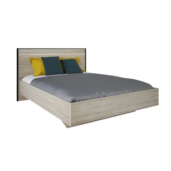 Estelle Wooden Double Bed In Shannon Oak With LED