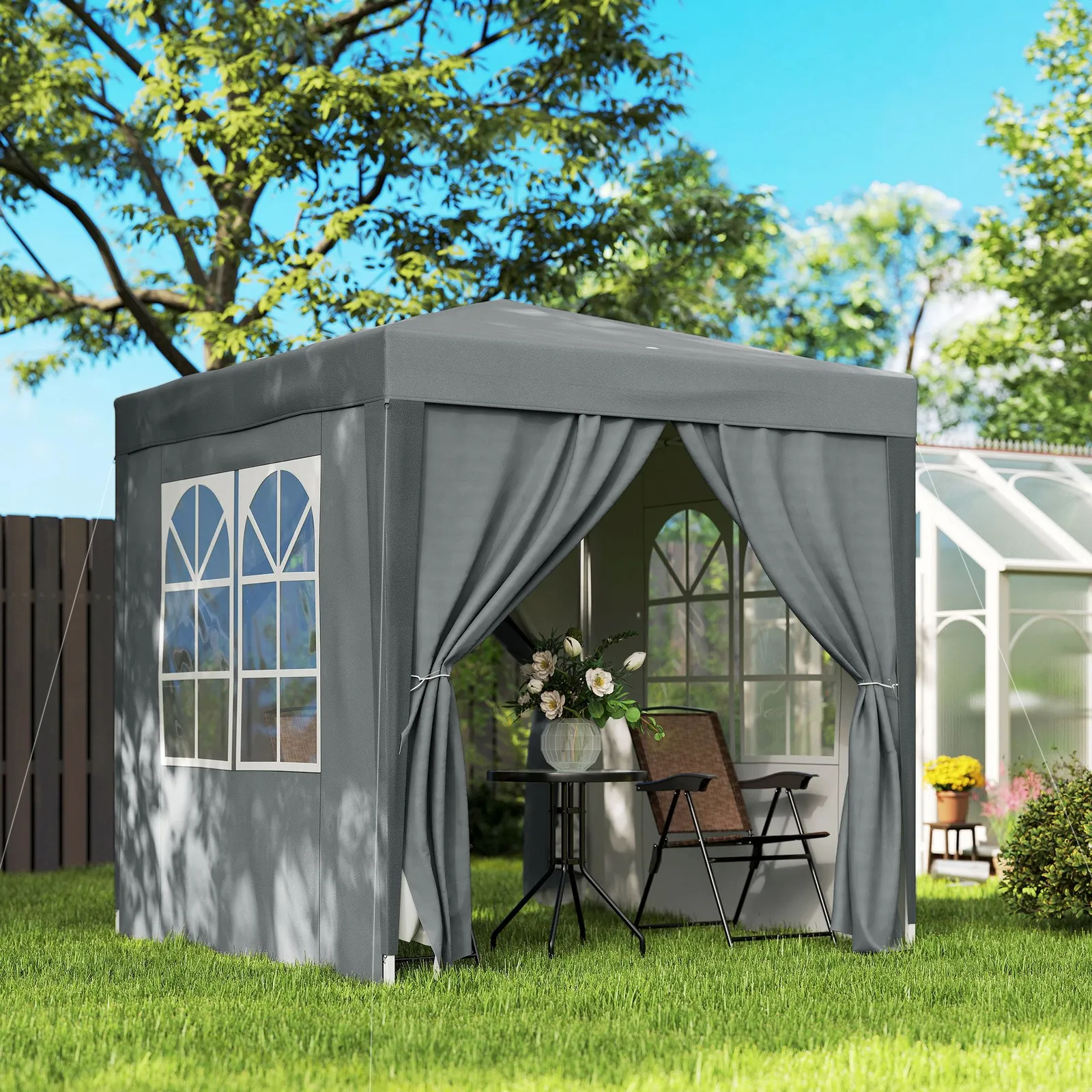OUTSUNNY 2mx2m Pop Up Gazebo Party Tent Canopy Marquee with Storage Bag in Grey