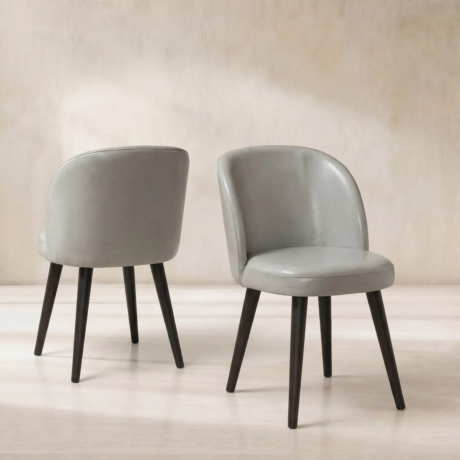 Pure Furniture Reyna Dining Chair, Grey Leather | Barker & Stonehouse