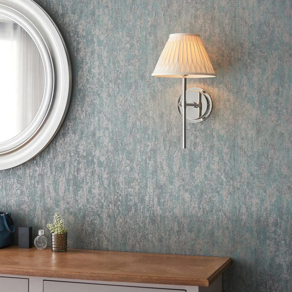 Endon Collection Rennes & Chatsworth Wall Lamp With Shade Bright Nickel Plate & Ivory Silk, Grey 5