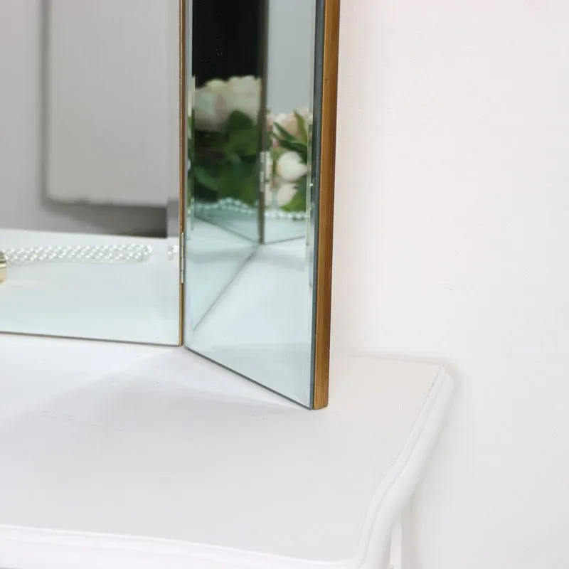 Melody Maison Antique Gold Arched Triple Vanity Mirror 60cm X 72cm in Metallic Gold 6
