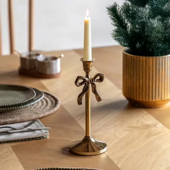 Festive Bow Candlestick Holder