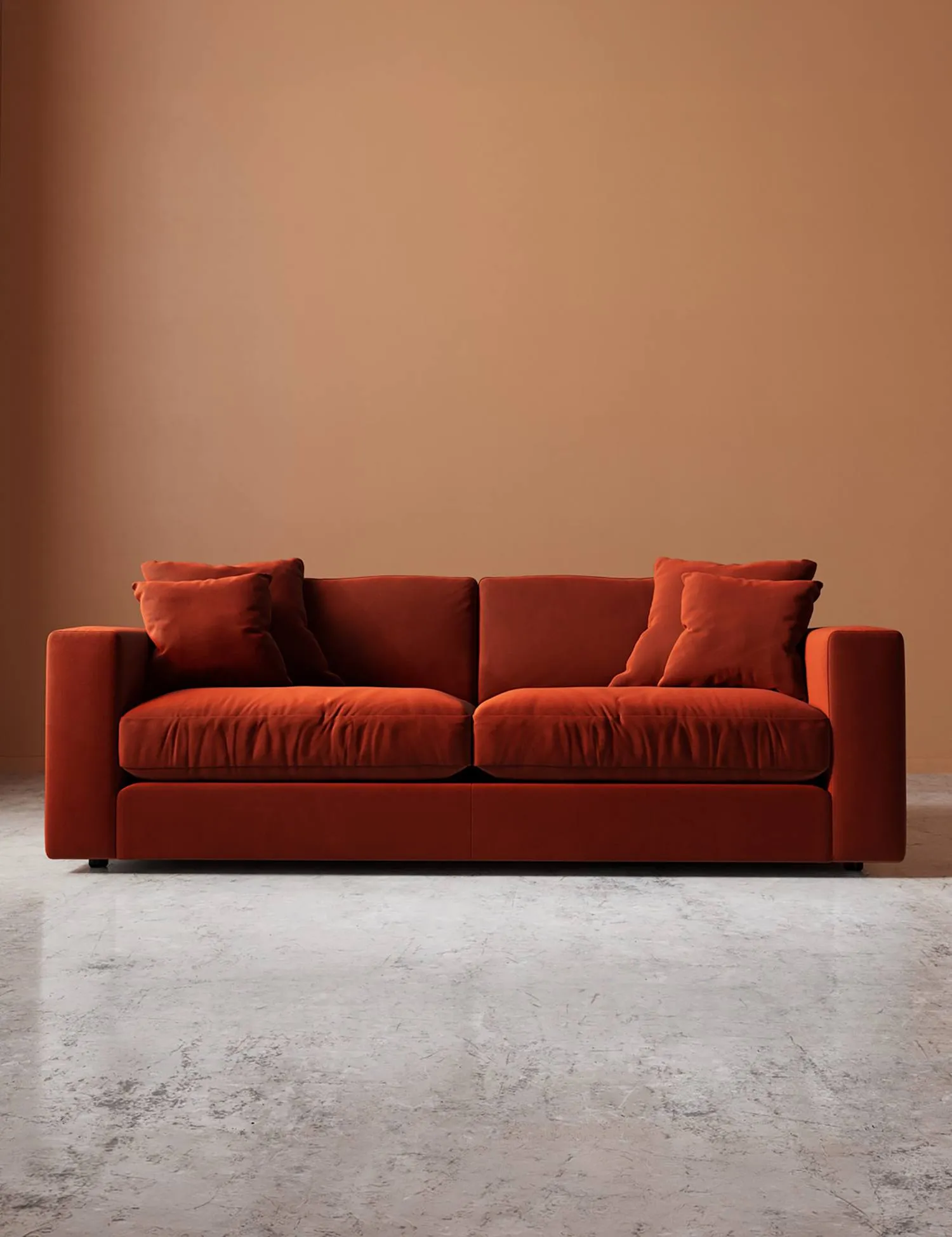 Swoon Crushed Velvet 3 Seater Sofa Dark Orange