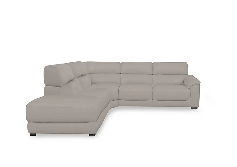 Nova Leather Left Hand Facing Chaise End Sofa - Silver Grey