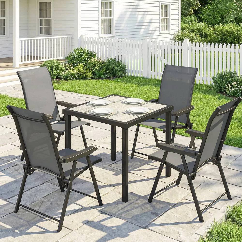 OUTSUNNY 5 Pieces Outdoor Dining Set, Garden Dining Set for 4 in Grey