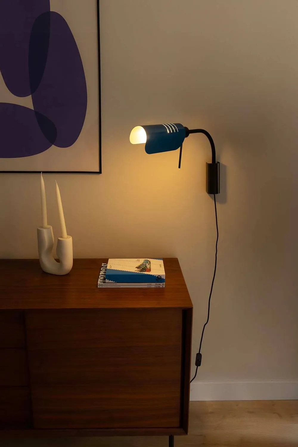 Netlighting Martinica Small Reading Wall Light Black Blue 1x E27 2