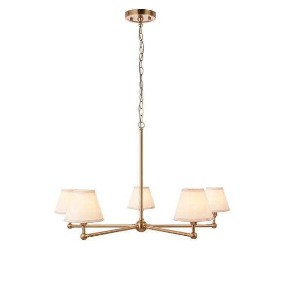 Vogue Javier 5 Light Adjustable Pendant Light with White Vintage Lamp Shades 5