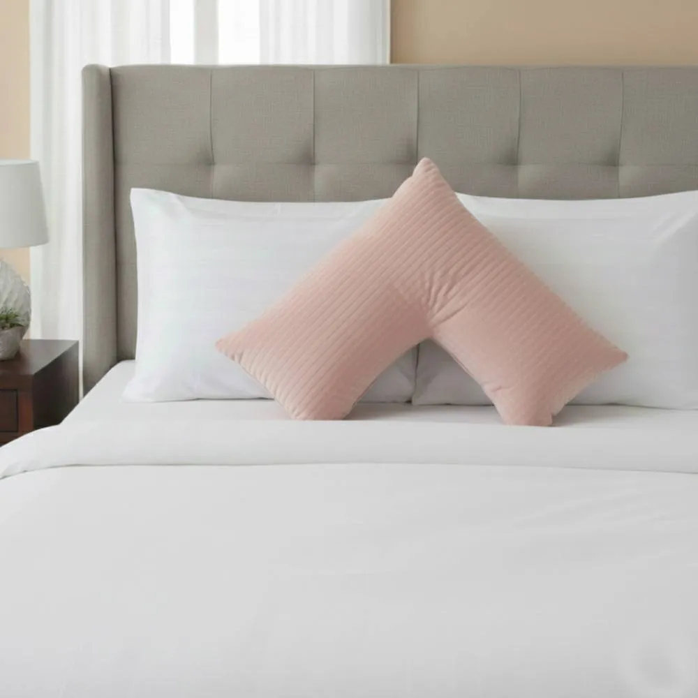 Snug City Microfibre Soft Touch V Shape Satin Stripe Pillowcase in Pink