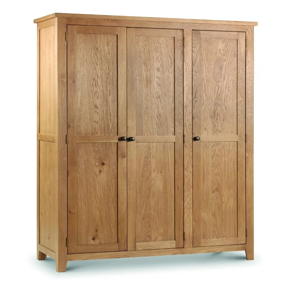 Marlborough - 3 Door Wardrobe - Oak - Wooden - Happy Beds 1