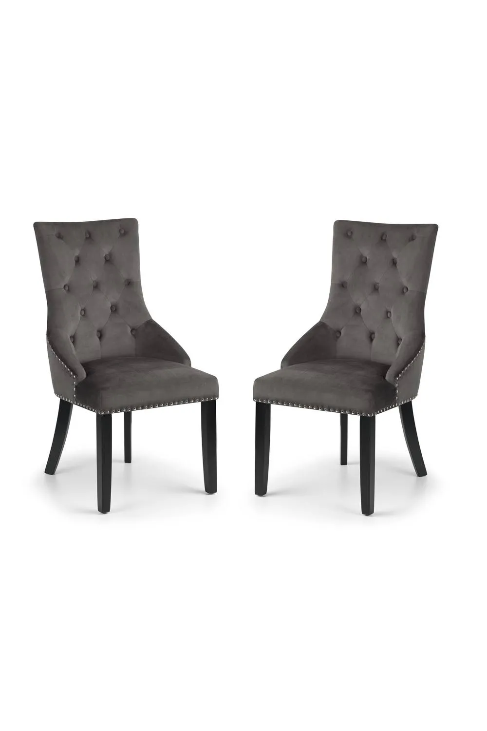 Julian Bowen Veneto Button Back Upholstered Knocker Back Dining Chair (Set of 2) in Grey 3