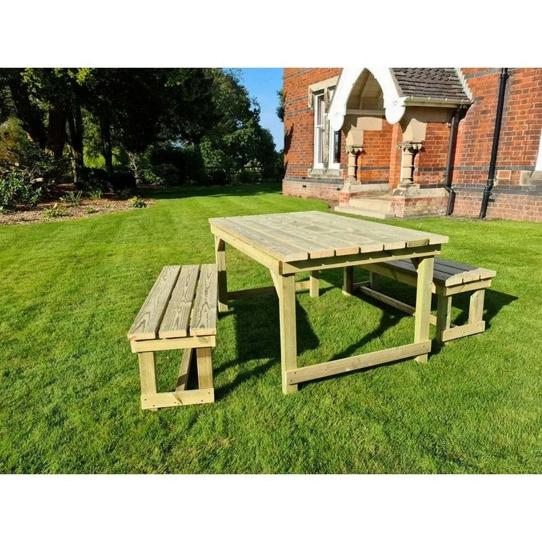 Churnet Valley Garden Furniture Ltd Butcher Dining Table Set w/ Benches - Min. Assembly Required in Brown 3
