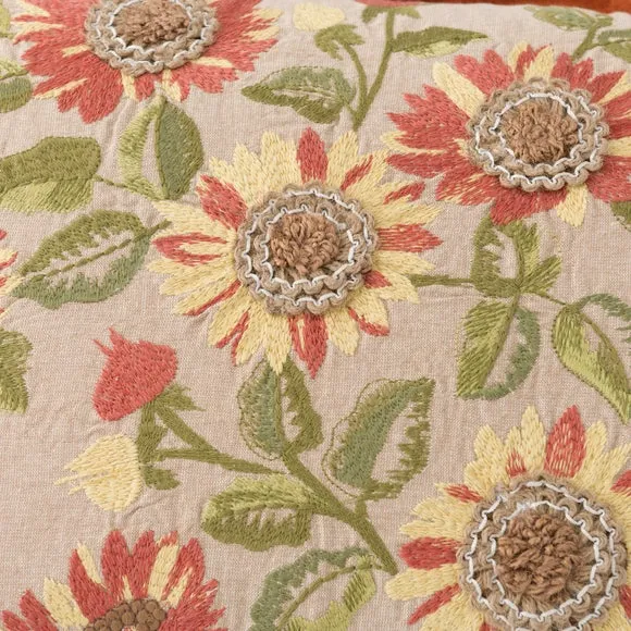 Sunflower Embroidered Cushion 2