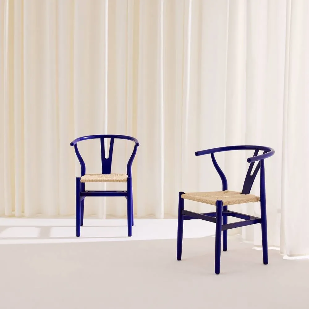 sweeek Set of 2 wooden chairs with rope seat in Blue 1