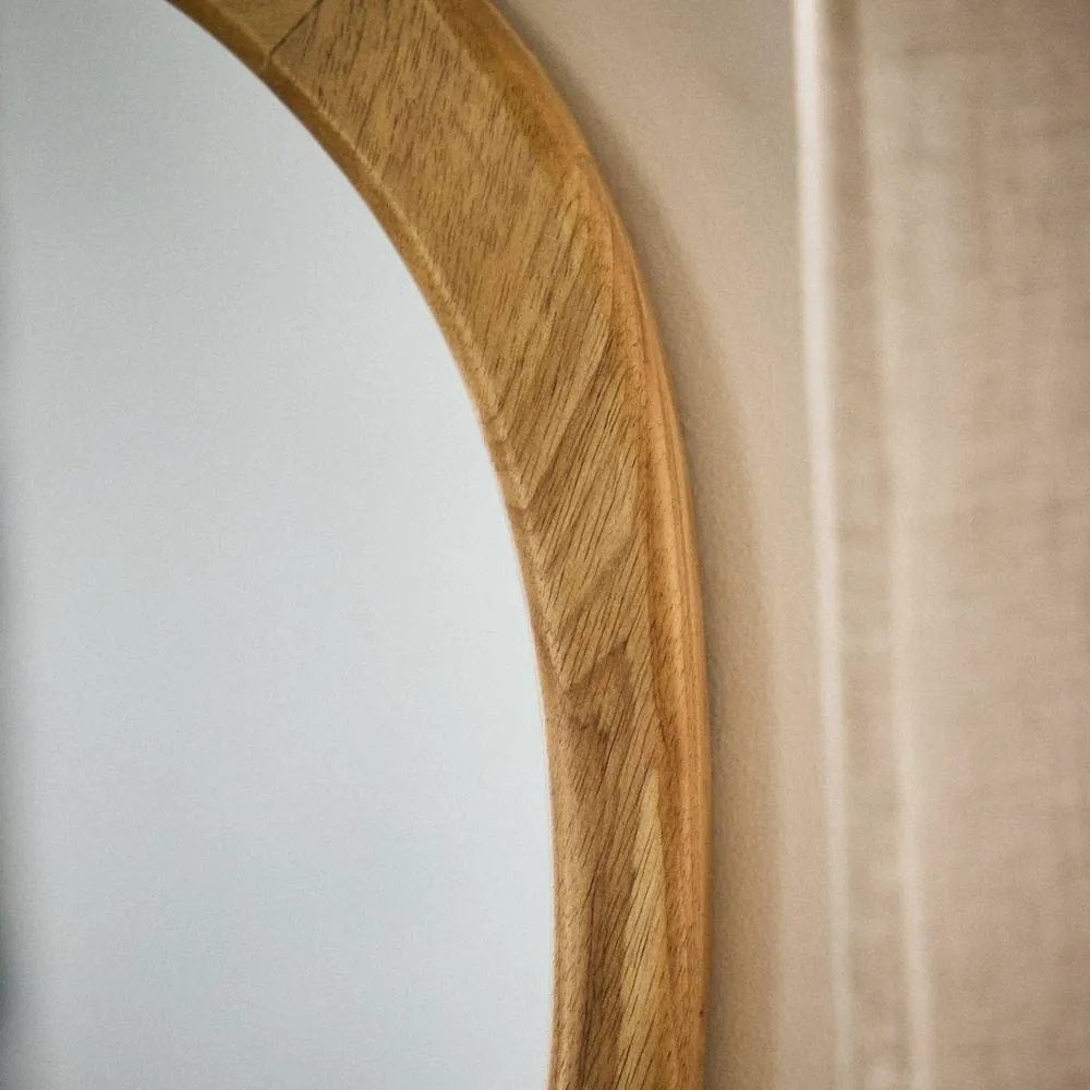 Dibor Contemporary Style Wood Decorative Wall Mirror Bathroom, Bedroom Pebble Mirror H65cm x W50cm in Beige 5