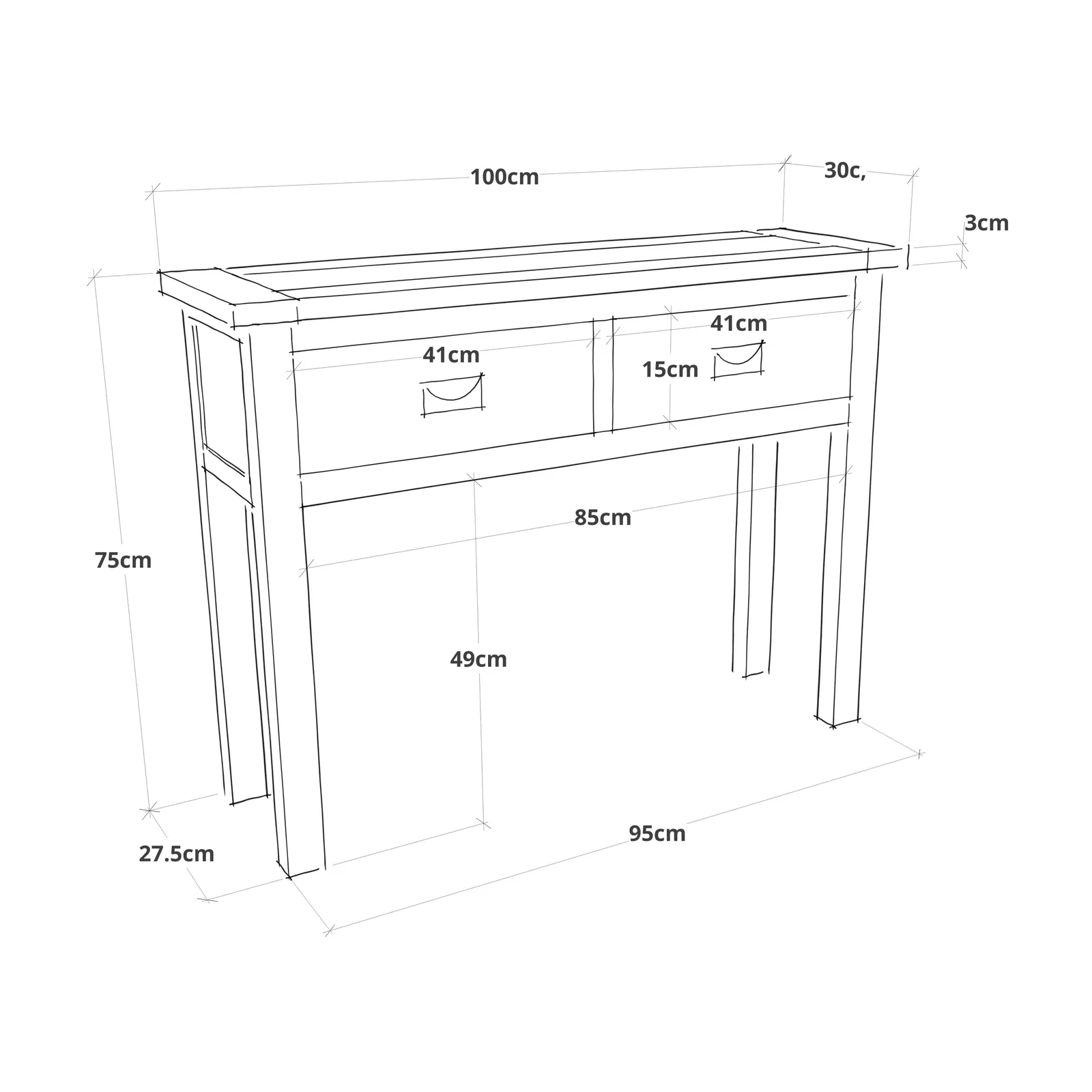 Cabinet Bits Lovere Off-White 2 Drawer Console Table Brass Drop Handle 6
