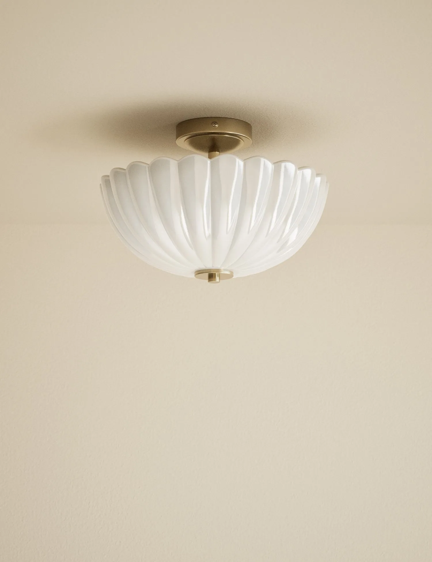 M&S Scallop Uplighter Flush Ceiling Light White