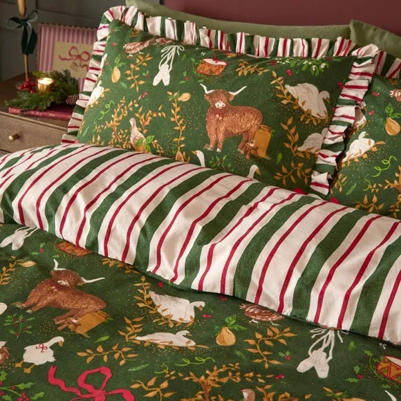 Furn. Twelve Days Frill Polycotton Duvet Cover & Pillowcase Set 3