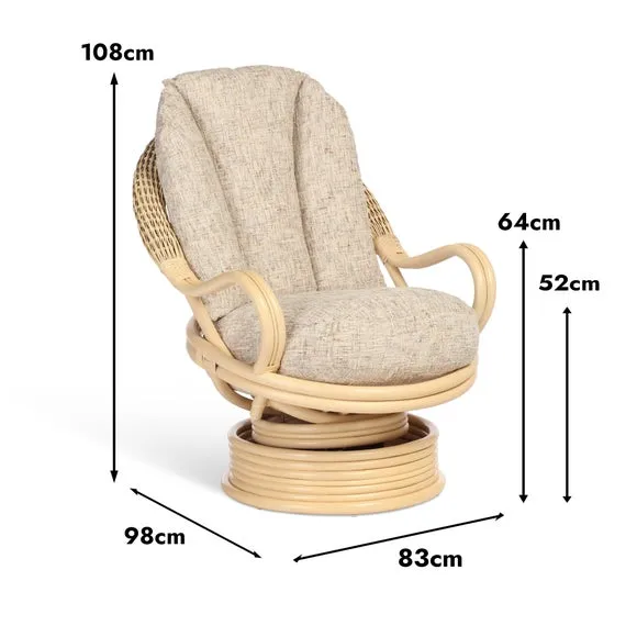 Desser Dijon Rattan Athena Stripe Deluxe Swivel Rocking Chair 3