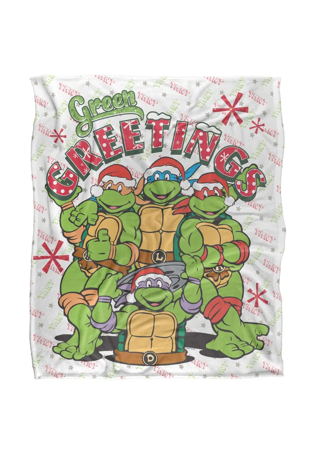Teenage Mutant Ninja Turtles TMNT Green Greetings Silky Touch Super Soft Throw Blanket 152 X 127 cm in White