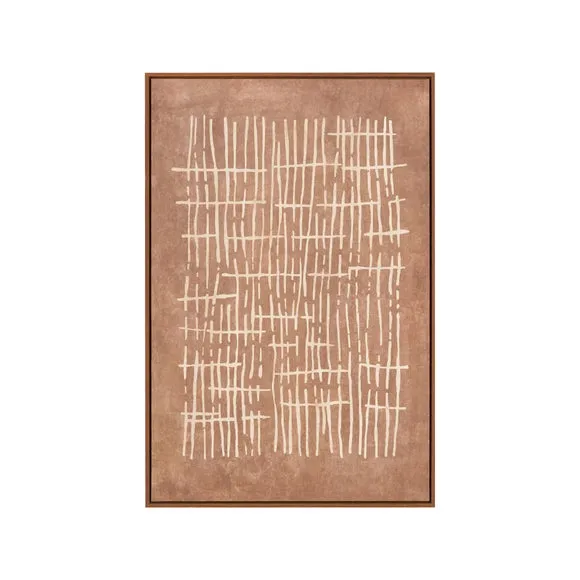 Brown & Natural Abstract Linear Design Framed Canvas 5