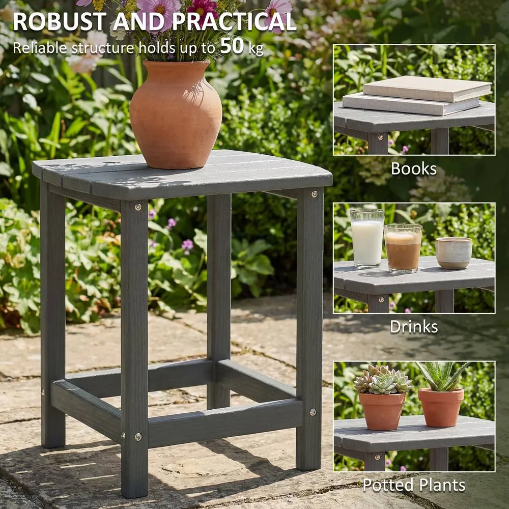 OUTSUNNY Outdoor Side Table, Adirondack Side Table, Indoor Outdoor, Grey 5