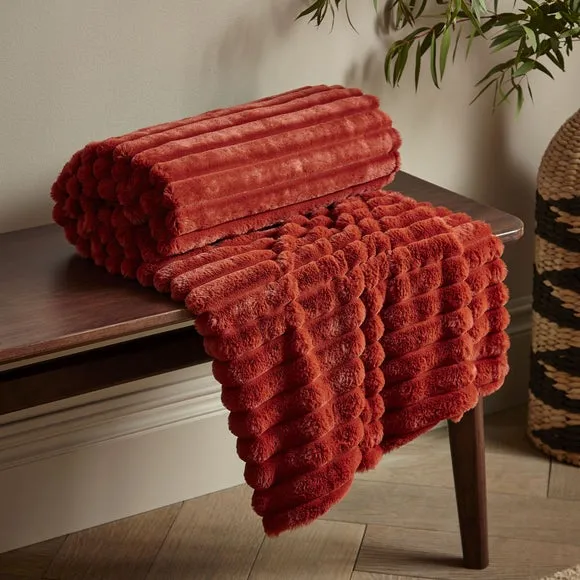 Cosy Ribbed Throw Blanket 130cm x 170cm 1