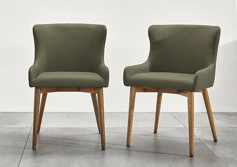 Sansa Set of 4 Faux Leather Dining Chairs with Wooden Legs - Green - In Time for Christmas