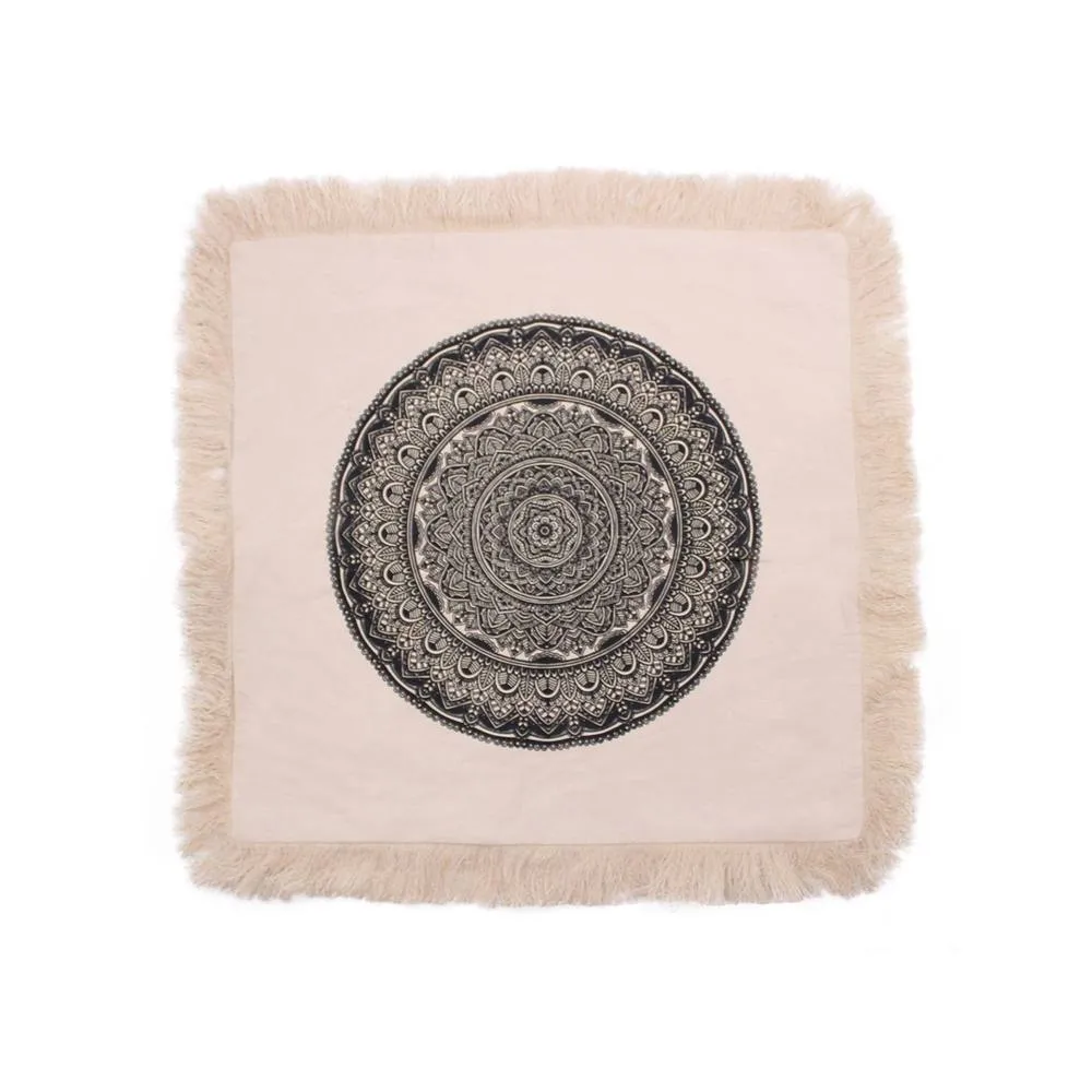 KDMD Traditional Mandala Cushion 60x60cm - Elegant & Durable in Cream