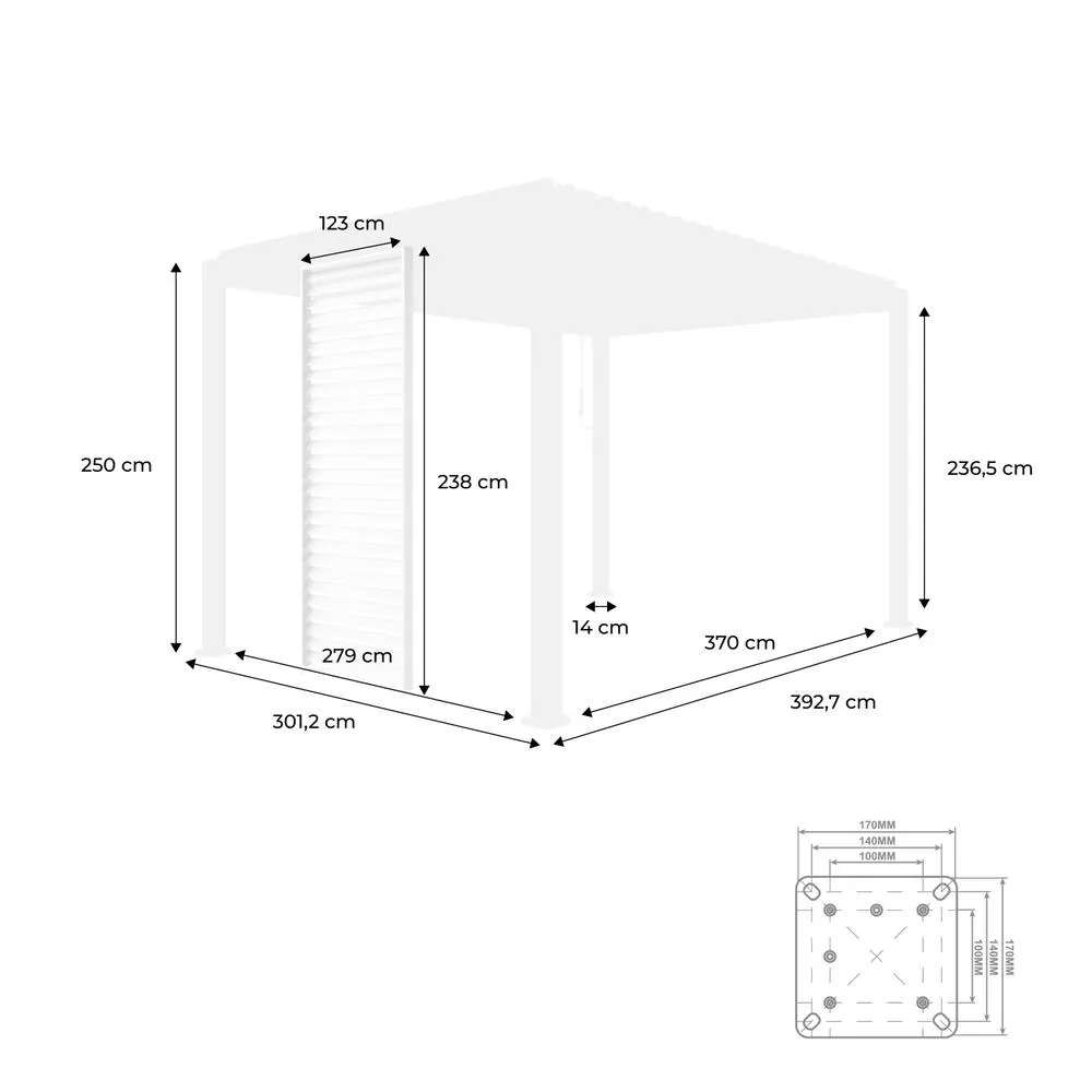sweeek Louvered Pergola Aluminium 4 X 3m & 3 130cm Louver Panels in White 5