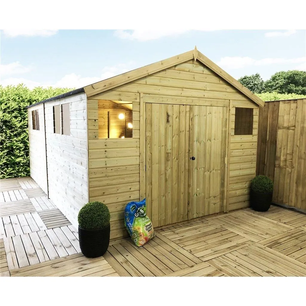 Marlborough 19 x 16 Premier Pressure Treated Apex Workshop in Natural 2