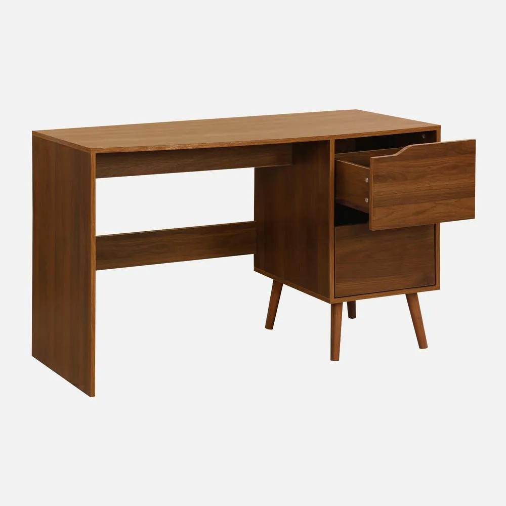 sweeek 2-drawer Desk With Vintage Walnut Effect in Dark Brown 2