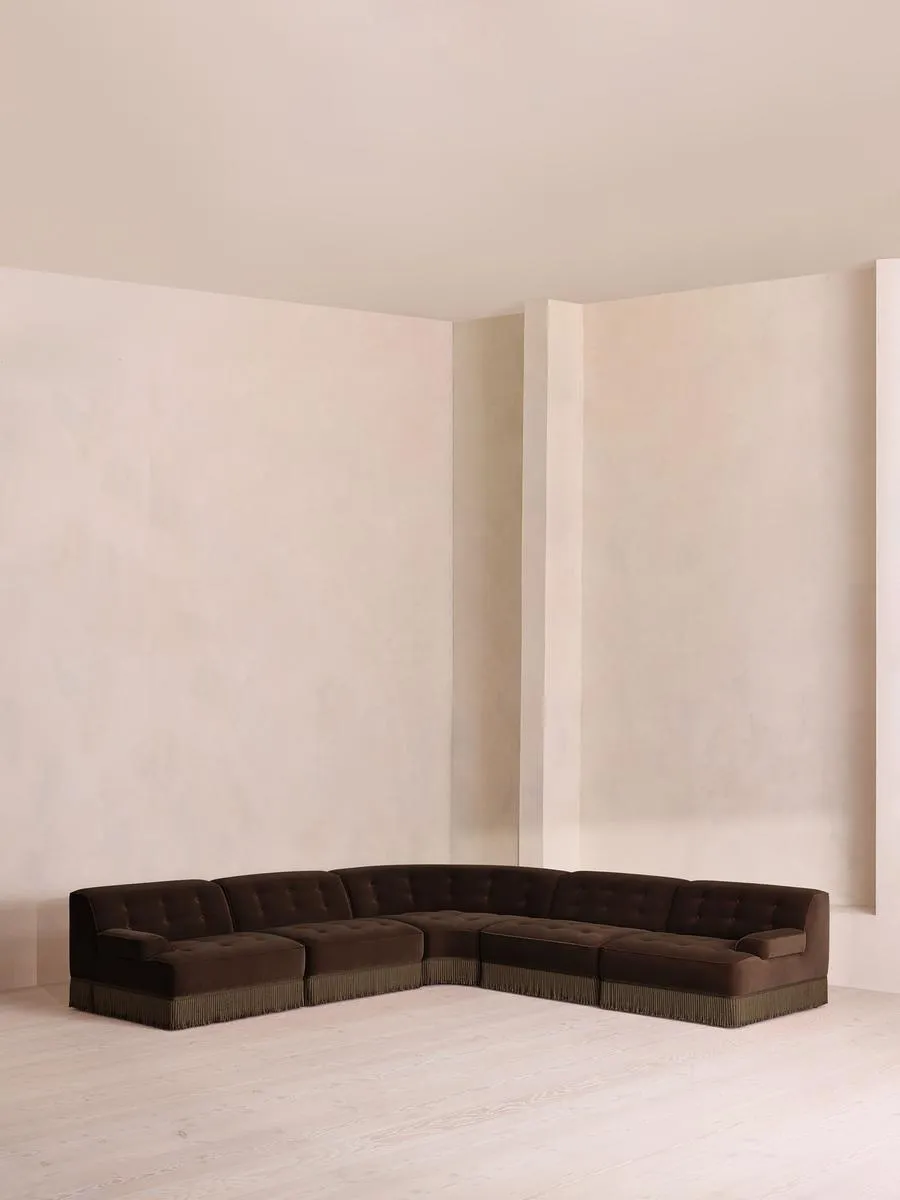 Elowen Modular Sofa, Corner Sofa, Velvet, Chocolate