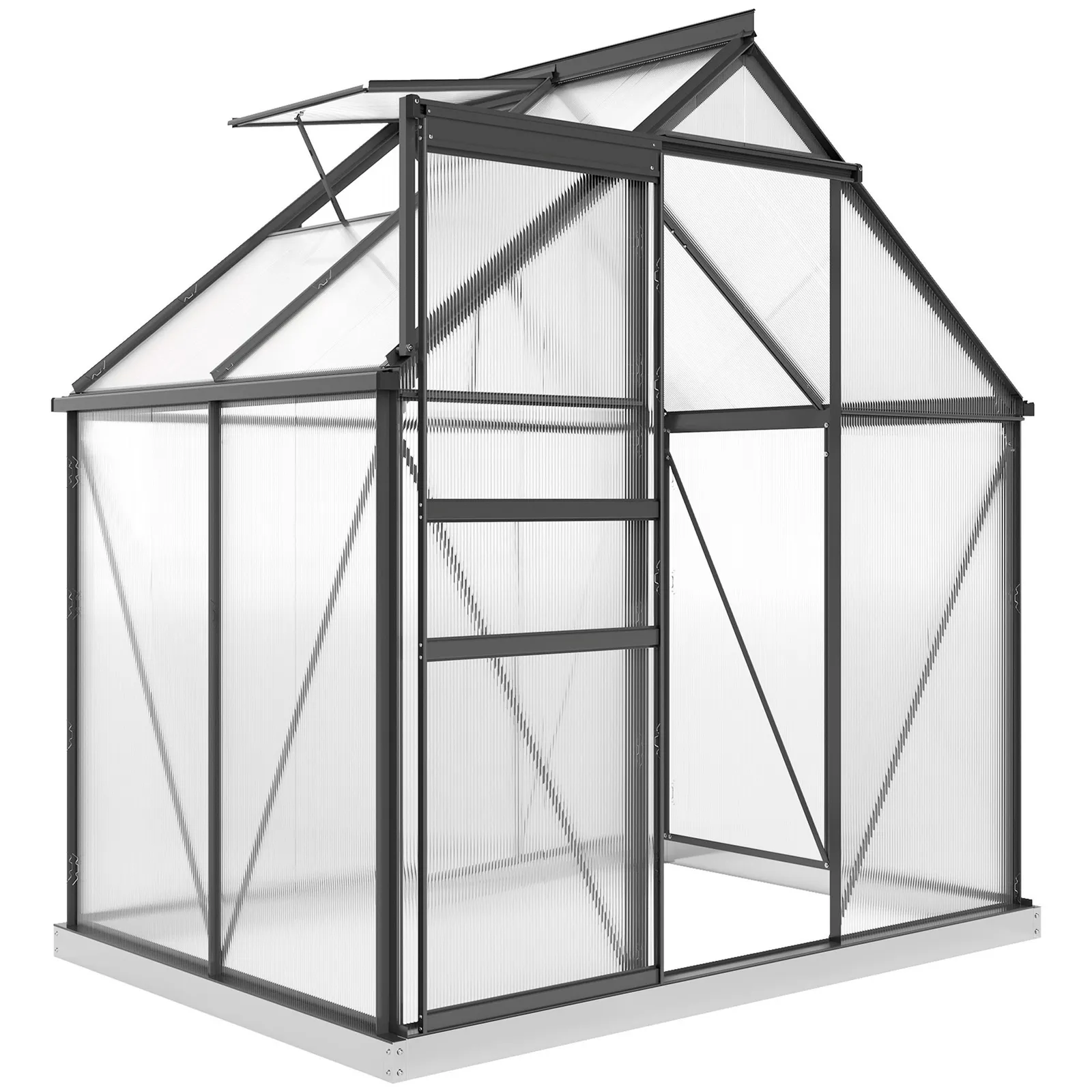 OUTSUNNY Polycarbonate Walk-in Garden Greenhouse w/ Sliding Door Grey 2
