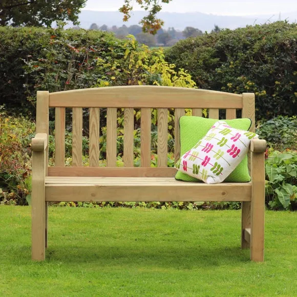 Emily 2 Seater Wooden Bench with Seat Pad