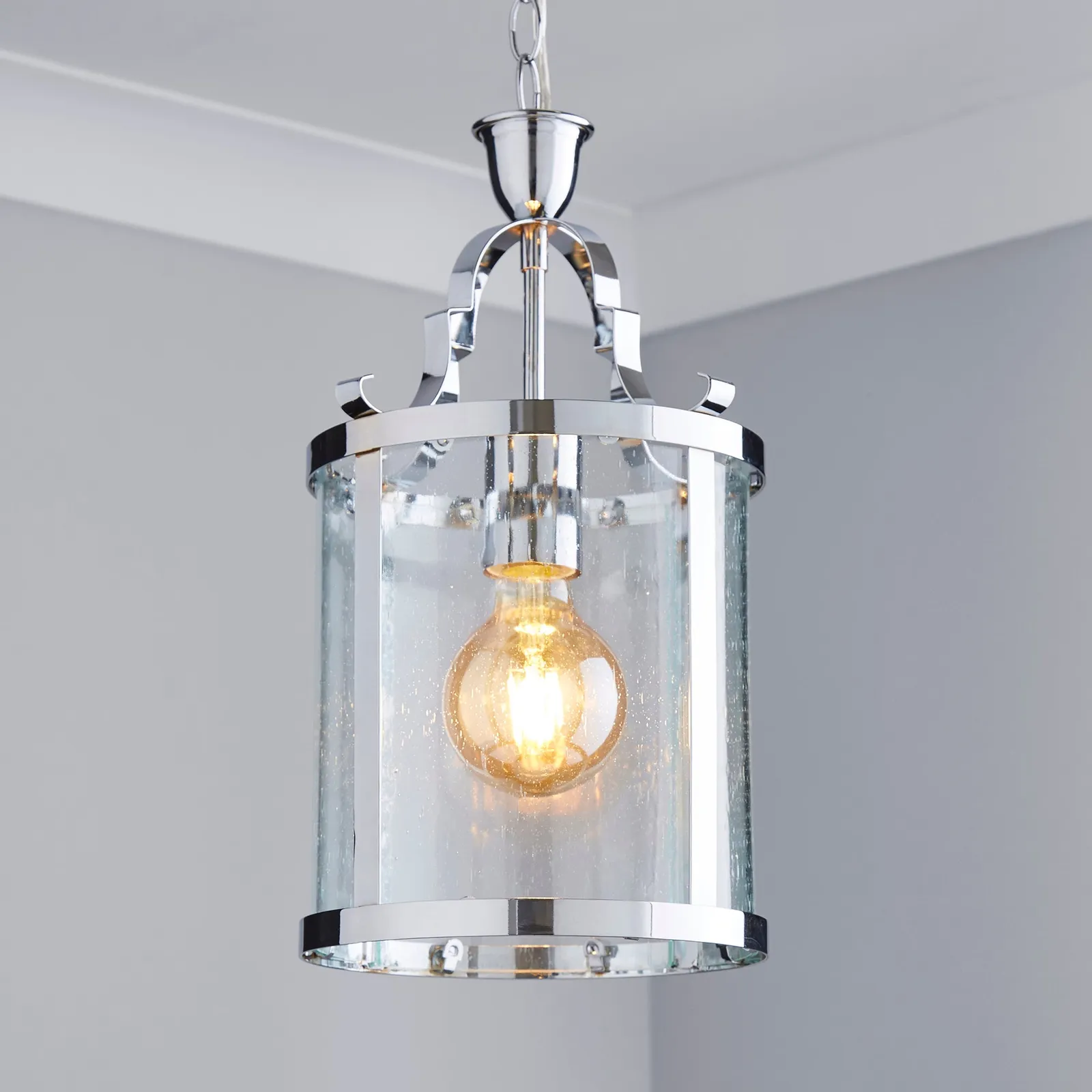 Joplin Georgian 1 Light Lantern Glass Ceiling Fitting Clear