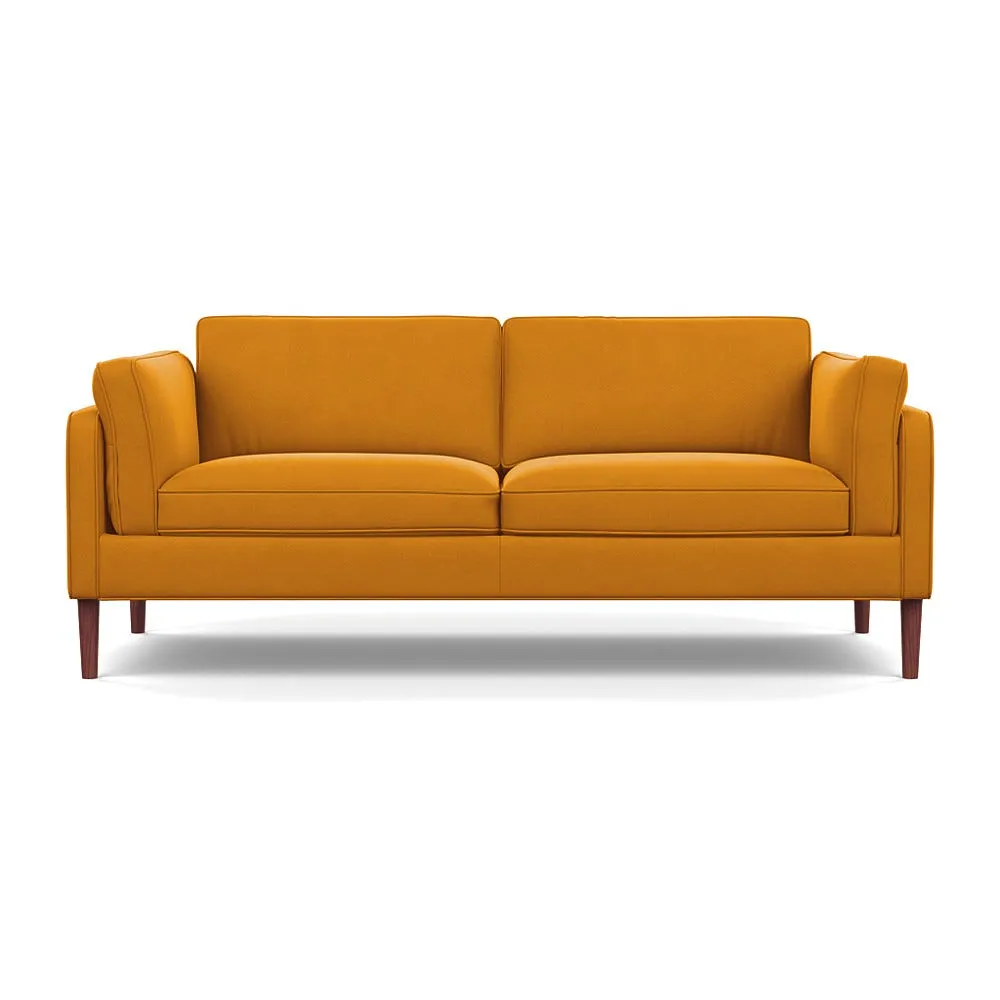 Heal's Sonno 3 Seater Nobilis Velvet Mustard Walnut Feet 1