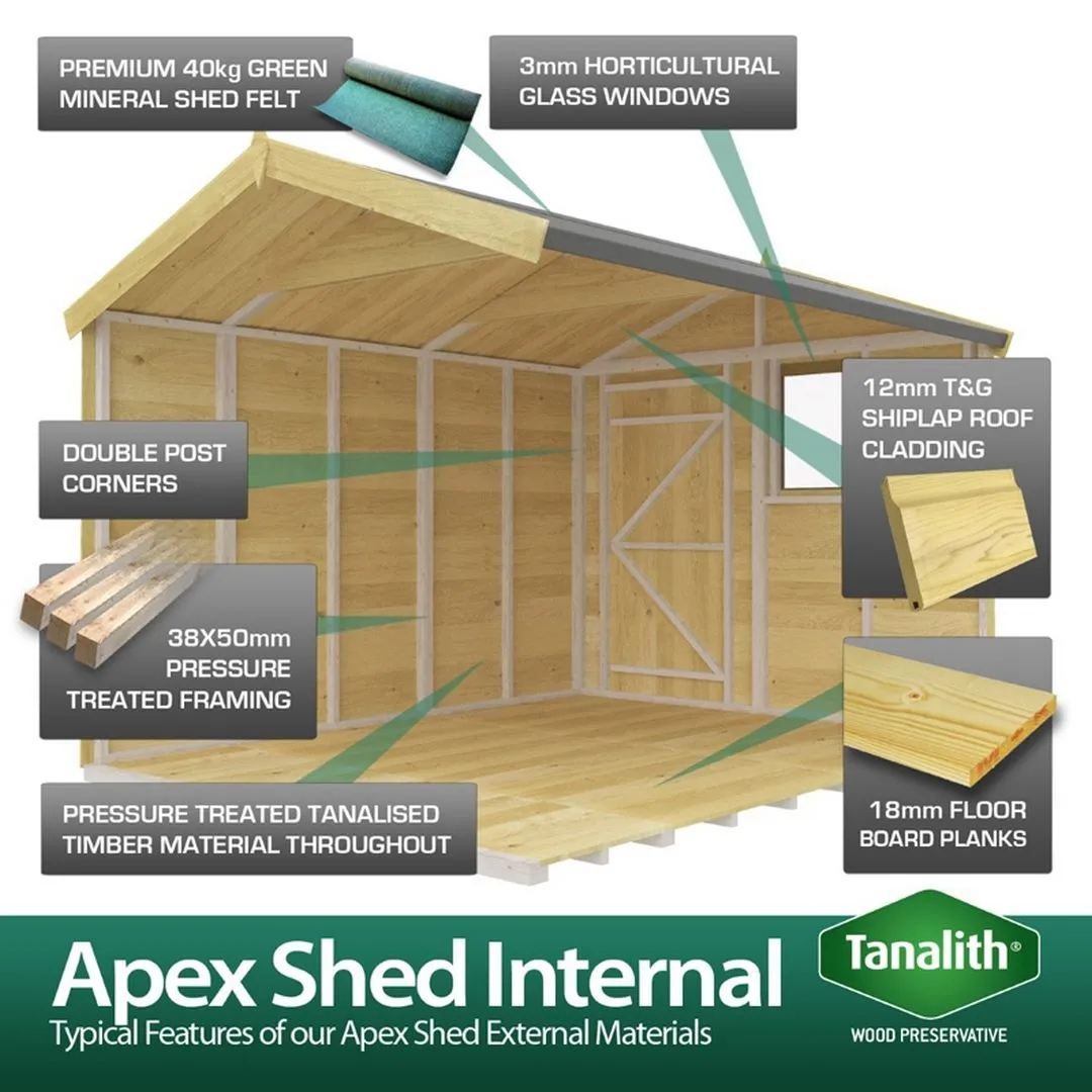 Buttercup Farm 7 x 7 Feet Apex Shed - Double Door W/O Windows - L214 x W214 x H217 cm in Brown 4