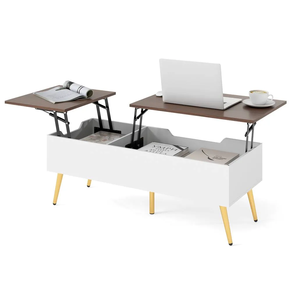 Costway Lift Top Coffee Table Center Table w/Storage Compartments-Walnut in Brown