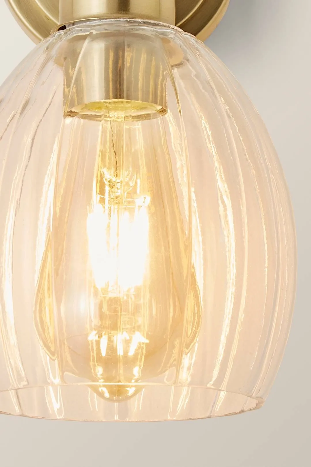 ValueLights Cheltenham Pair of Ribbed Glass Dome Adjustable Spotlight Wall Lights in Gold 5