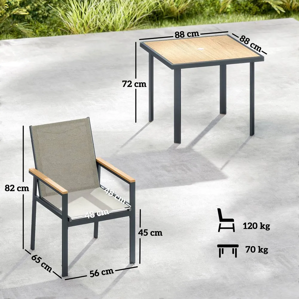 OUTSUNNY 5 Piece Garden Dining Set, Outdoor Table & 4 Chairs in Beige 3
