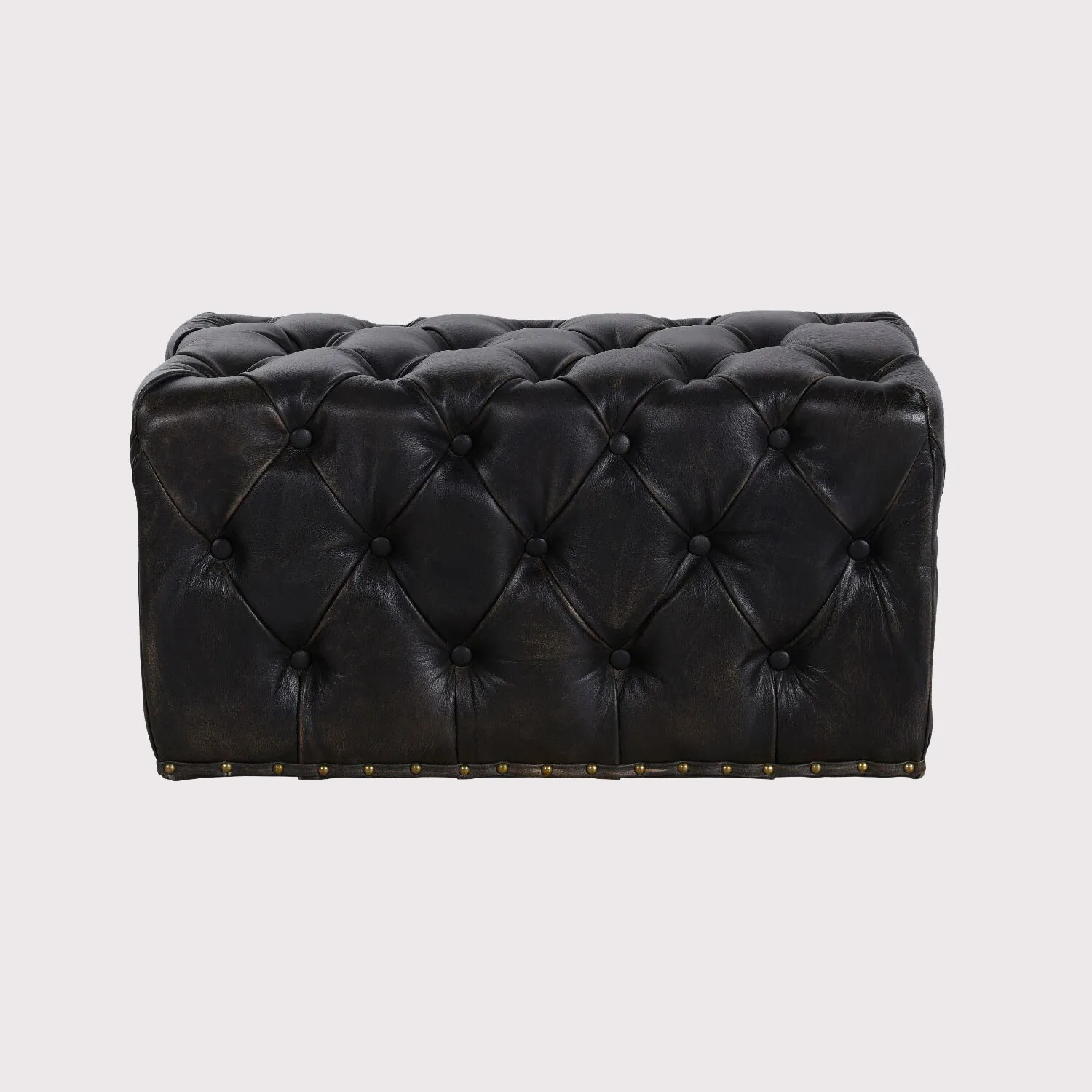 Timothy Oulton Lord Digsby Rectangular Small Footstool, Brown Leather | Barker & Stonehouse 1