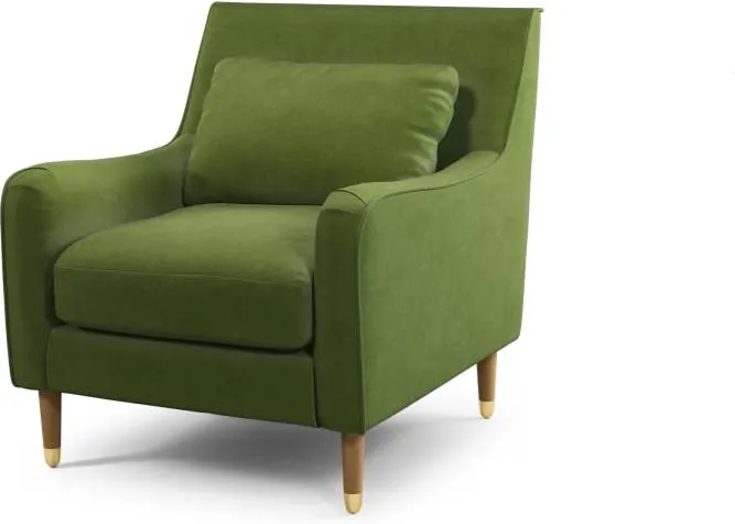Content by Terence Conran Oksana Armchair, Plush Vine Green Velvet with Light Wood Brass Leg