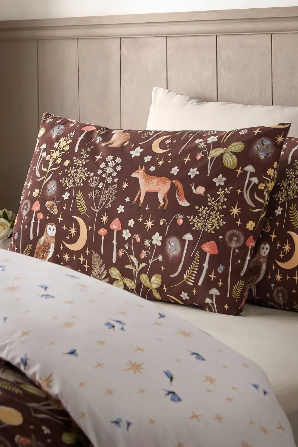 Catherine Lansfield 'Enchanted Twilight Animals' Reversible Duvet Cover Set in Chocolate 3