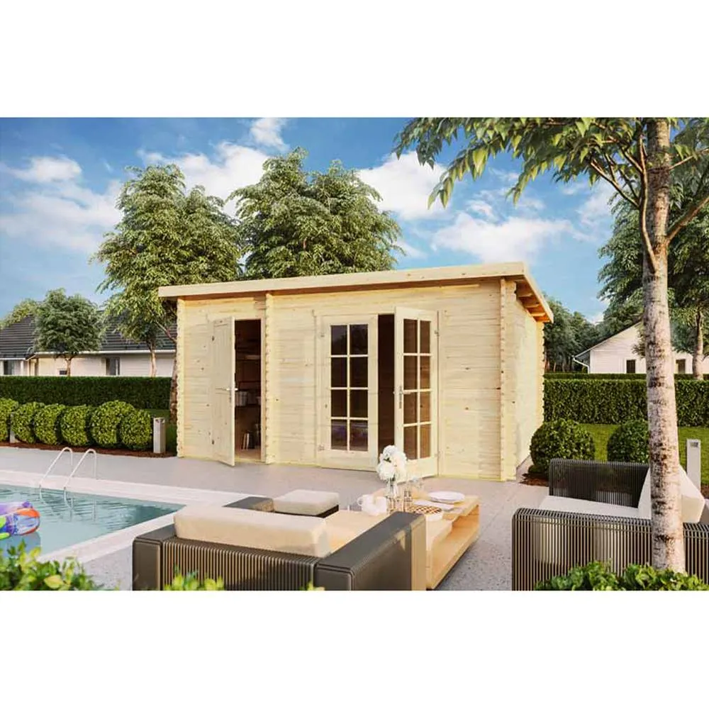 Lasita Maja Ltd Belmont 2-Log Cabin, Garden Room, Home Office - L465xW318.9xH222.3 cm in Light Brown