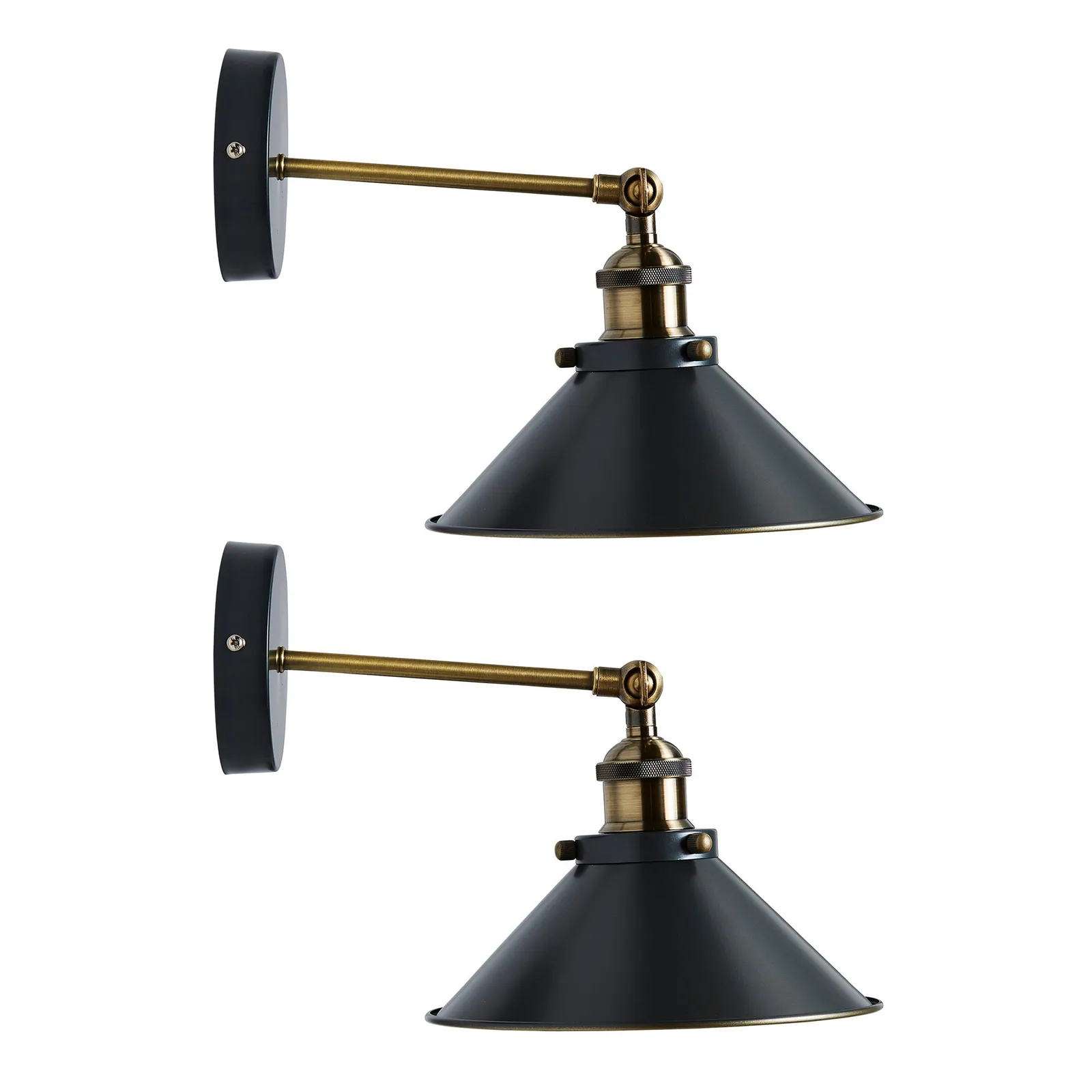 Logan Grey Industrial Wall Light Twin Pack Nickel (Black)