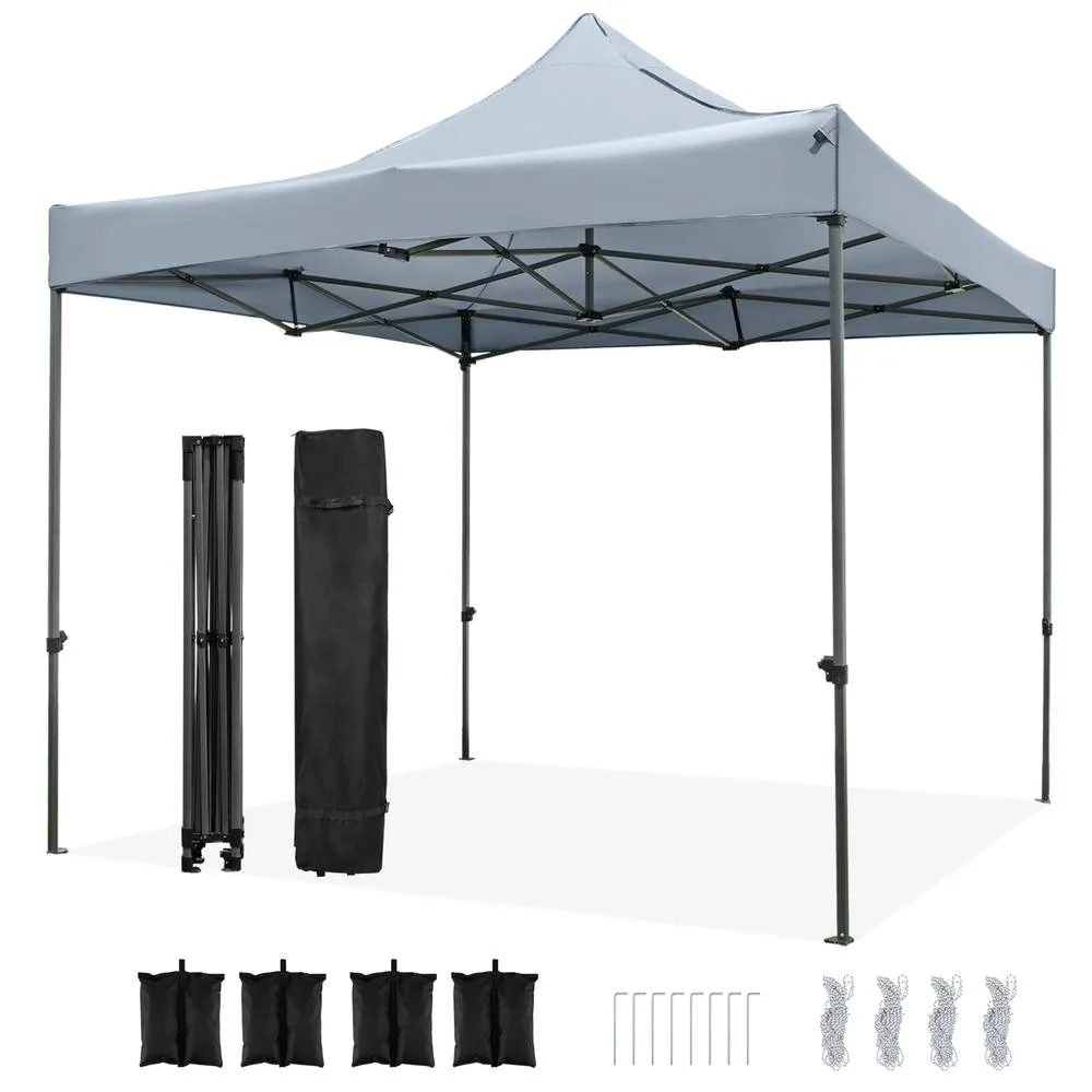 Costway 300 x 300cm Pop up Canopy Tent Easy Setup Gazebo Shelter w/Wheeled Bag in Grey 3
